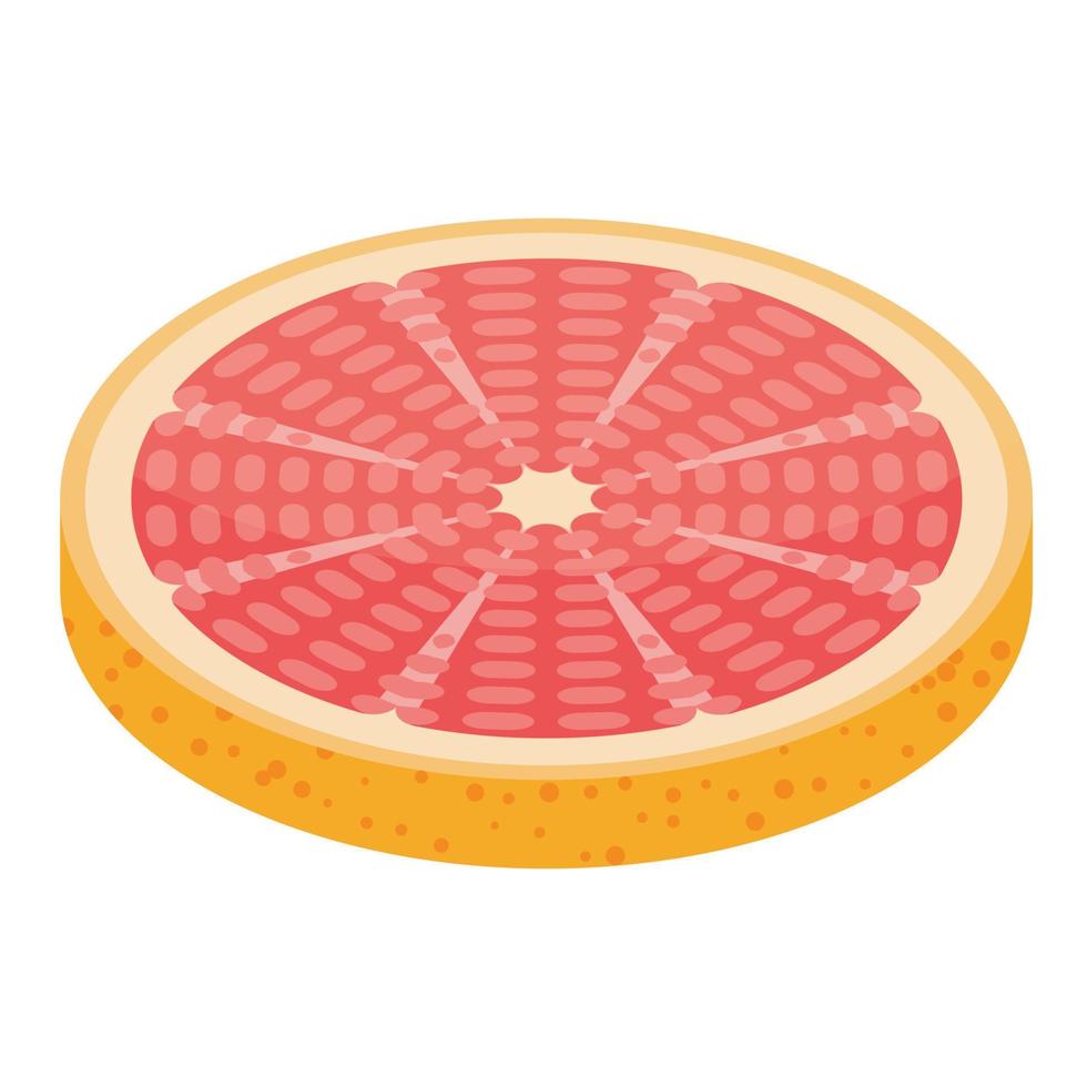 Round slice grapefruit icon, isometric style vector