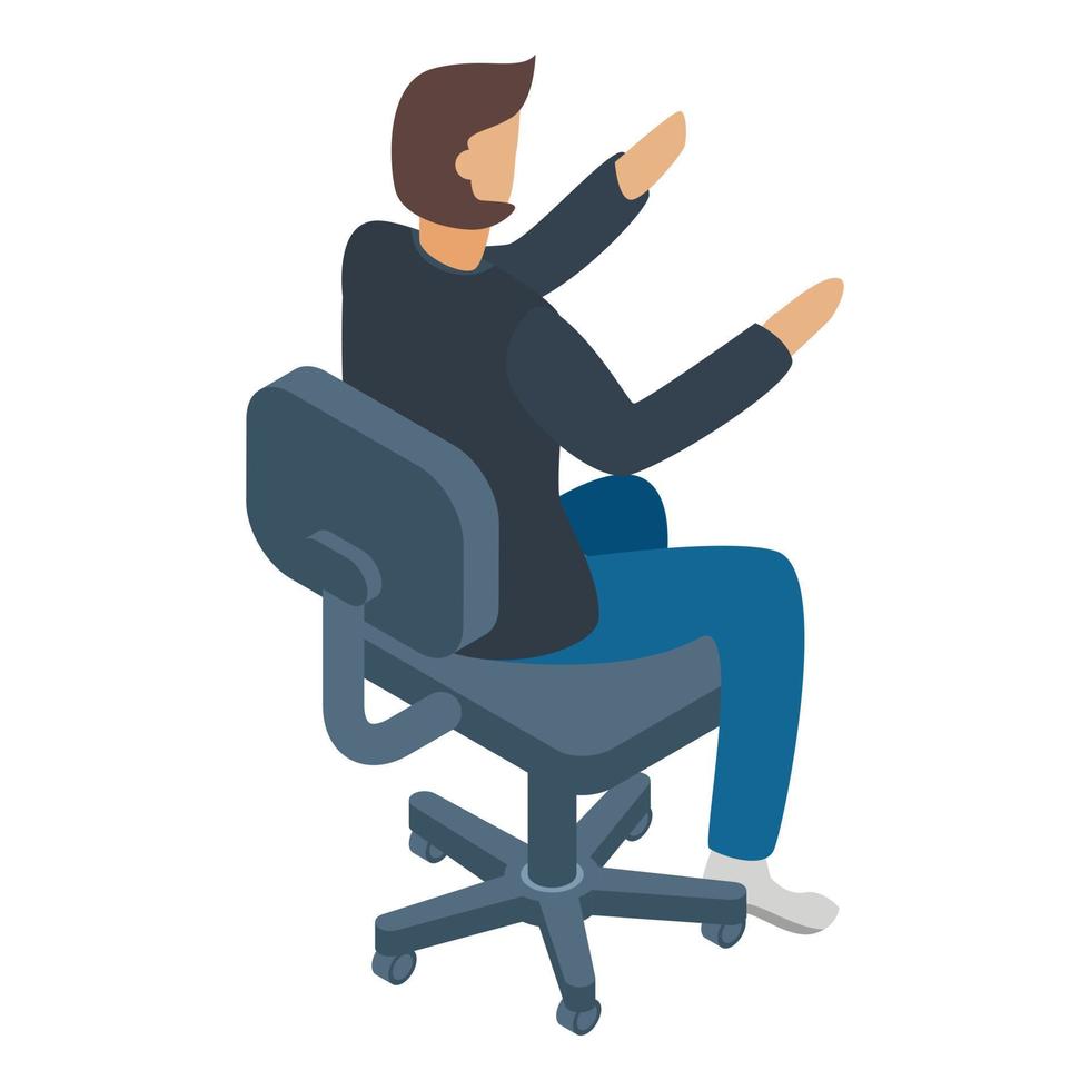 Architect man at chair icon, isometric style vector