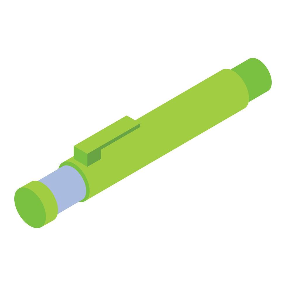 icono de marcador de pluma verde, estilo isométrico vector