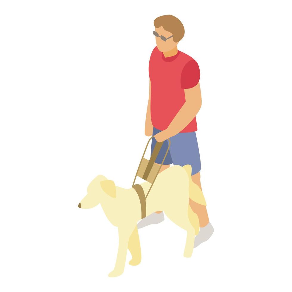 icono de perro para hombre ciego, estilo isométrico vector