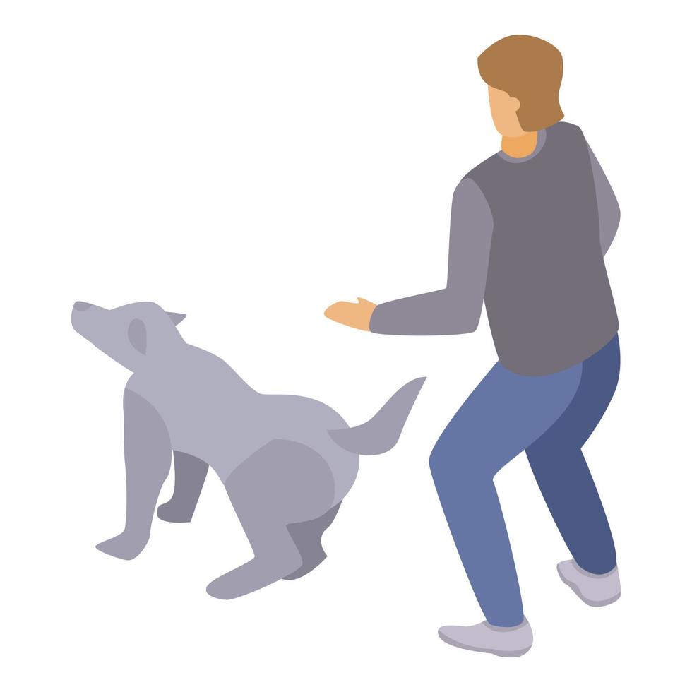 icono de entrenamiento de perros grandes, estilo isométrico vector