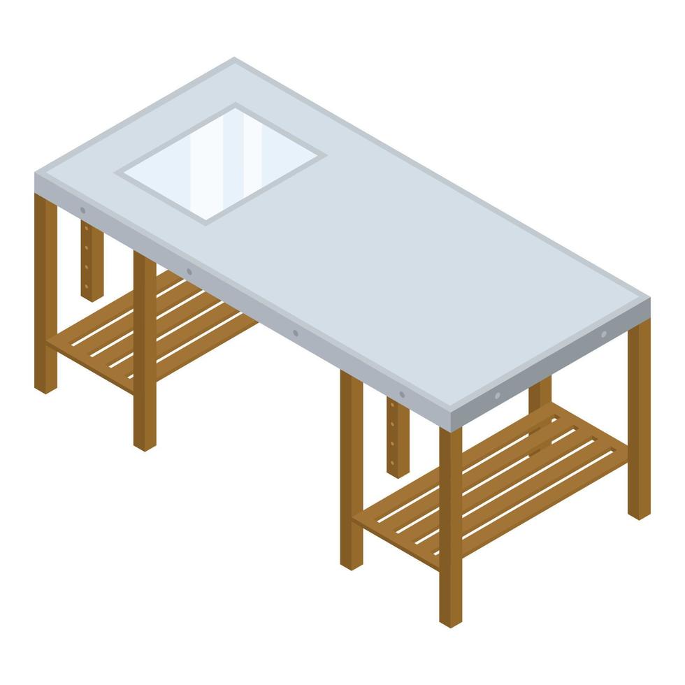 Architect work table icon, isometric style vector