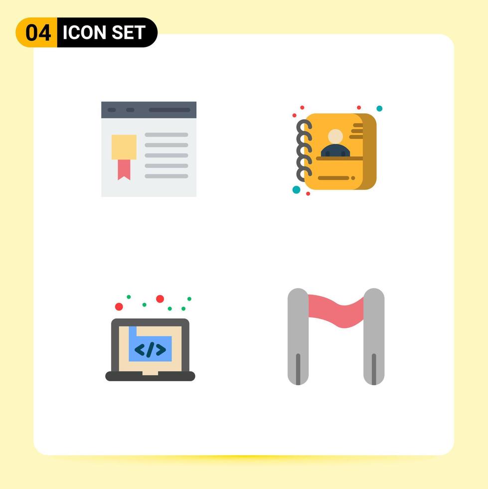 4 User Interface Flat Icon Pack of modern Signs and Symbols of browser application page employee creative Editable Vector Design Elements
