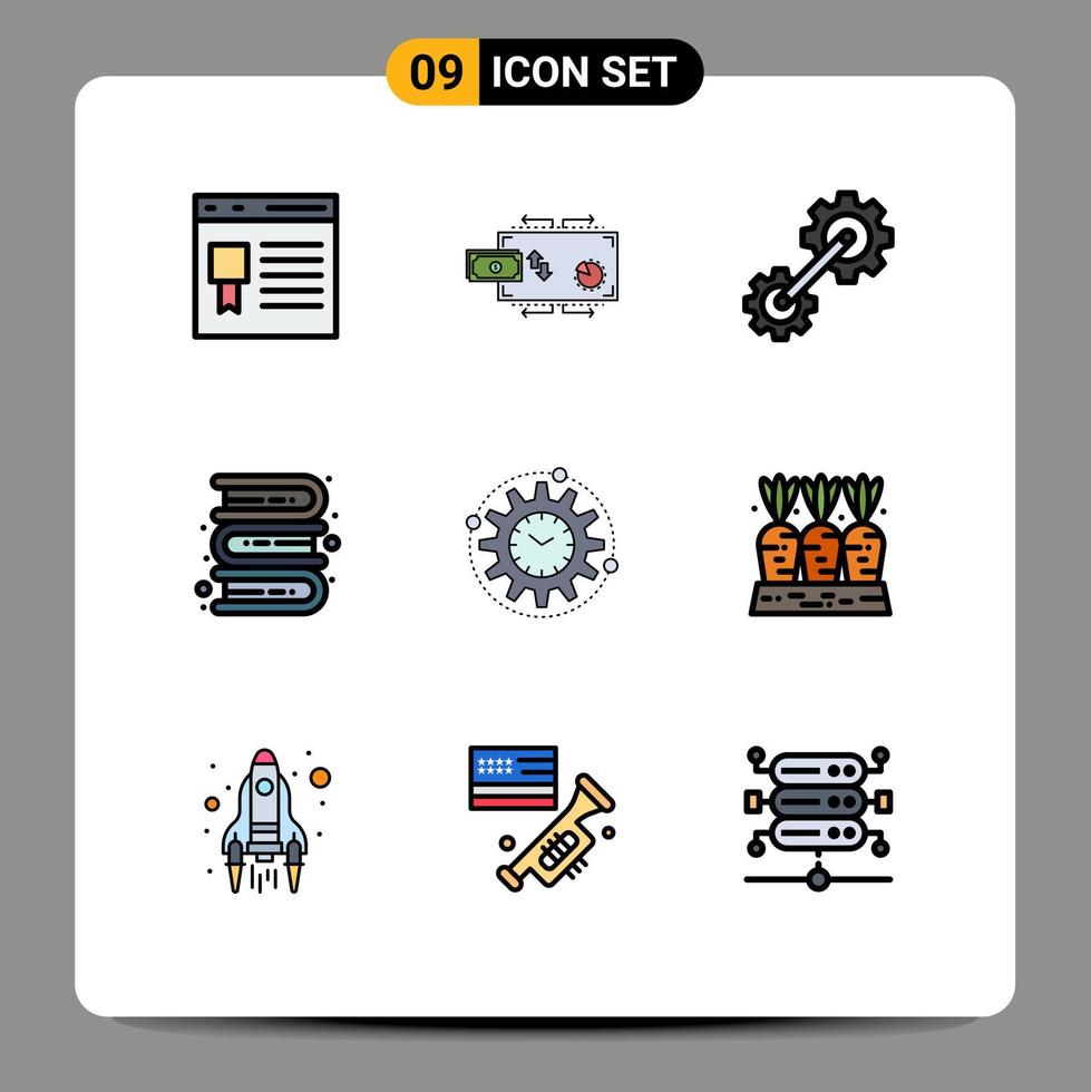 9 Filledline Flat Color concept for Websites Mobile and Apps learning education money books engineering Editable Vector Design Elements
