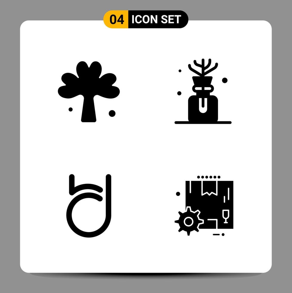 4 Black Icon Pack Glyph Symbols Signs for Responsive designs on white background 4 Icons Set vector