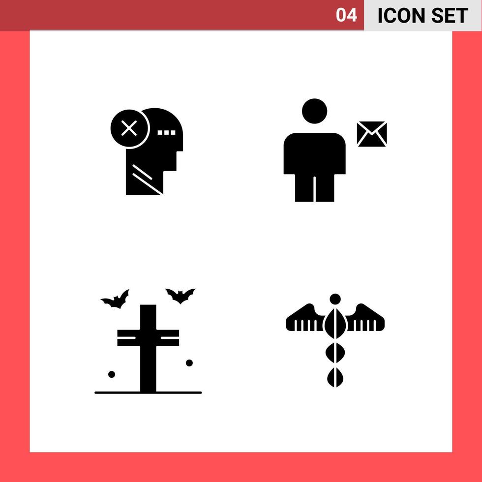 paquete de 4 iconos símbolos de glifo de estilo sólido sobre fondo blanco signos simples para diseño general vector