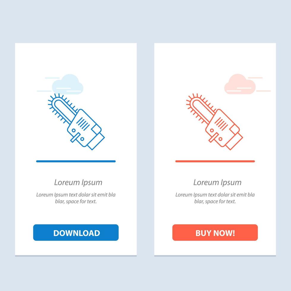 Saw Circular Blade Cordless  Blue and Red Download and Buy Now web Widget Card Template vector