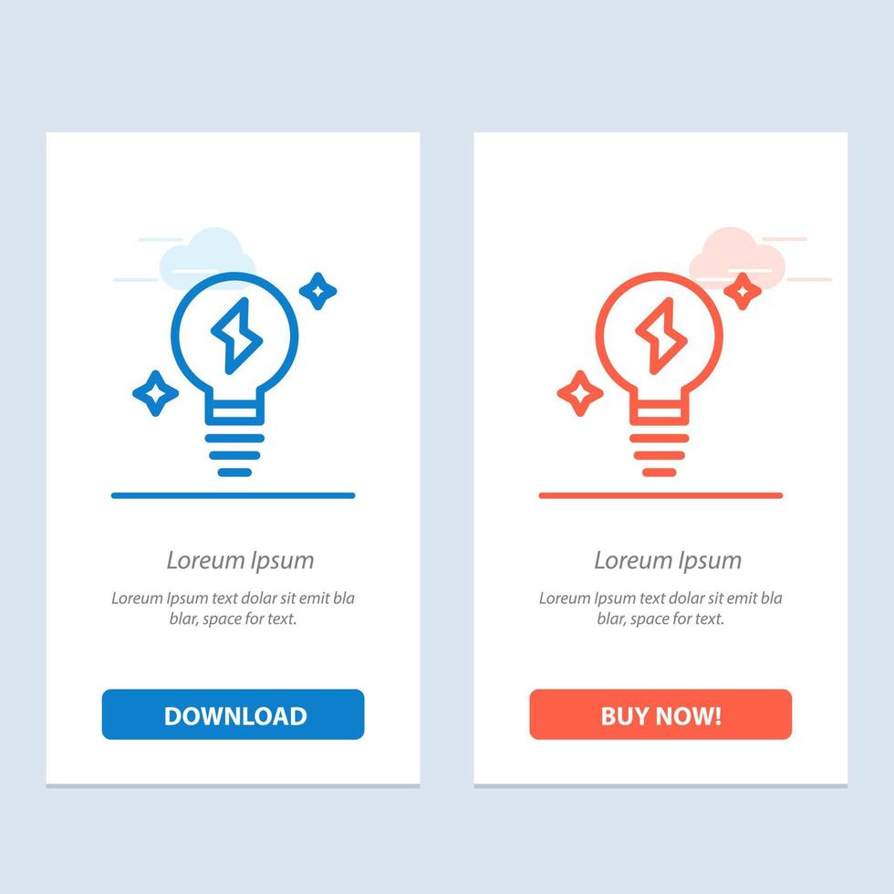 Bulb Light Power  Blue and Red Download and Buy Now web Widget Card Template vector