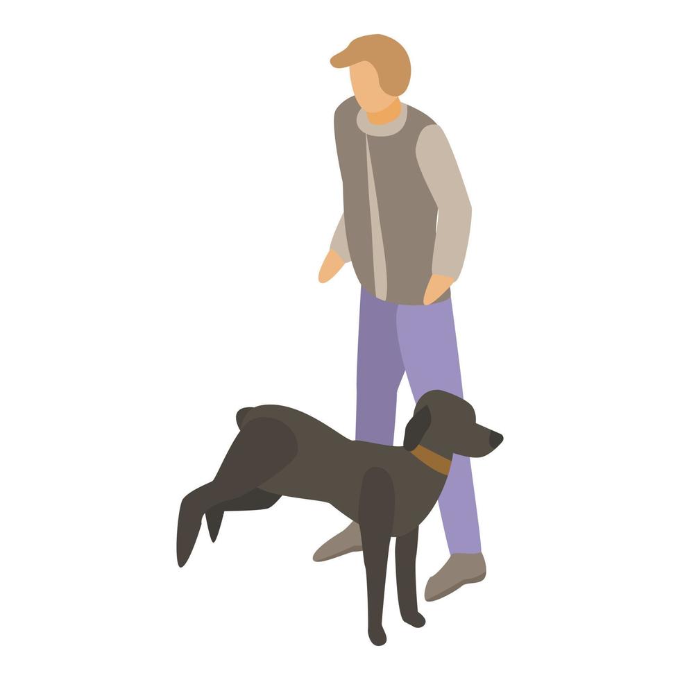 Black dog training icon, isometric style vector