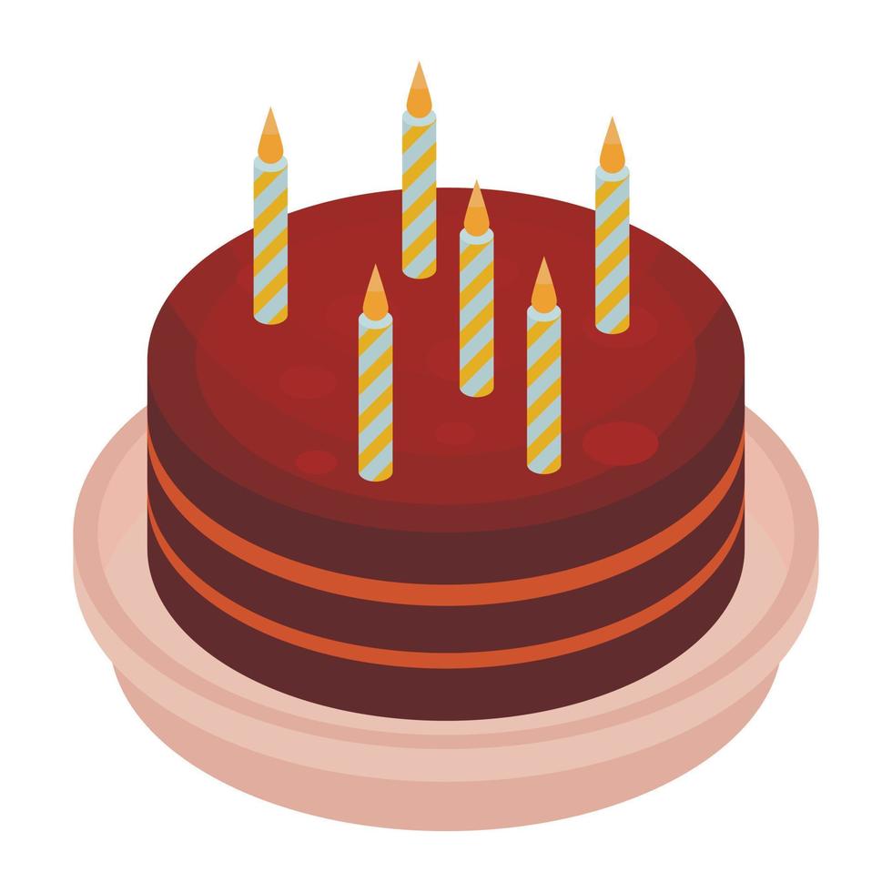Big anniversary cake icon, isometric style vector