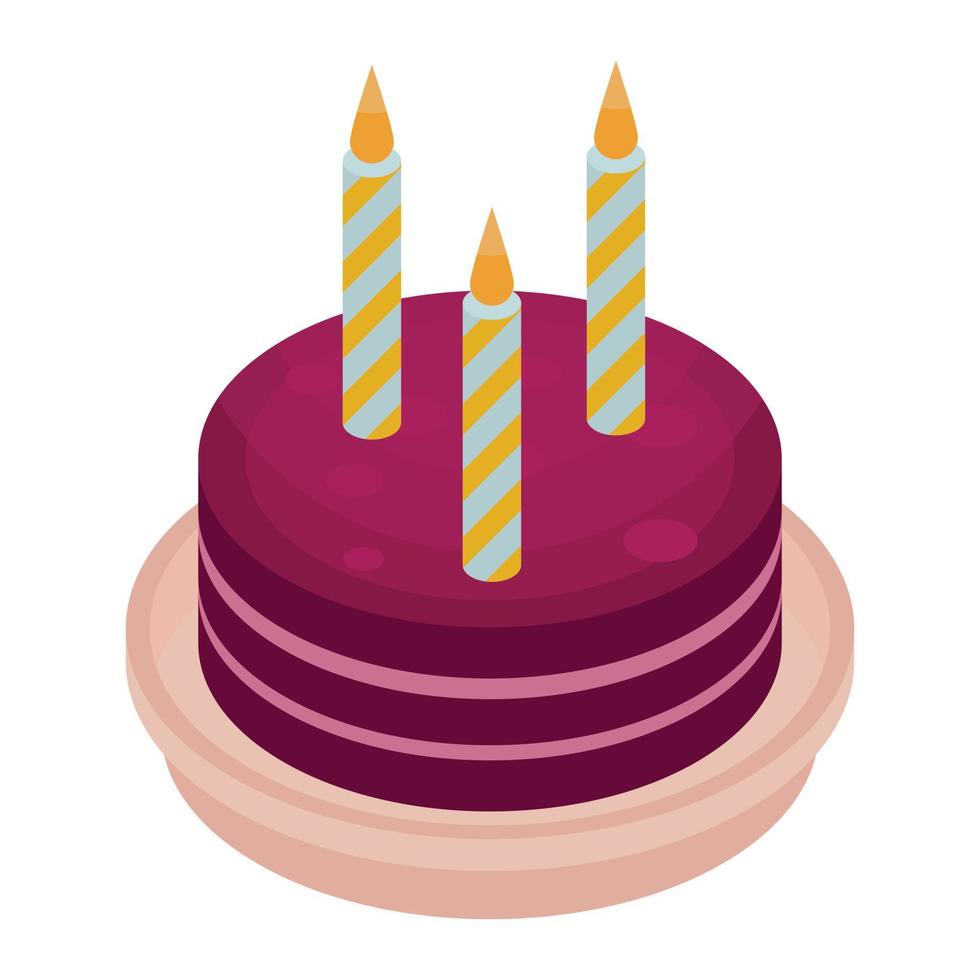 icono de pastel de cumpleaños, estilo isométrico vector