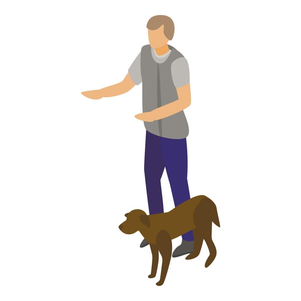 Man keep dog training icon, isometric style vector