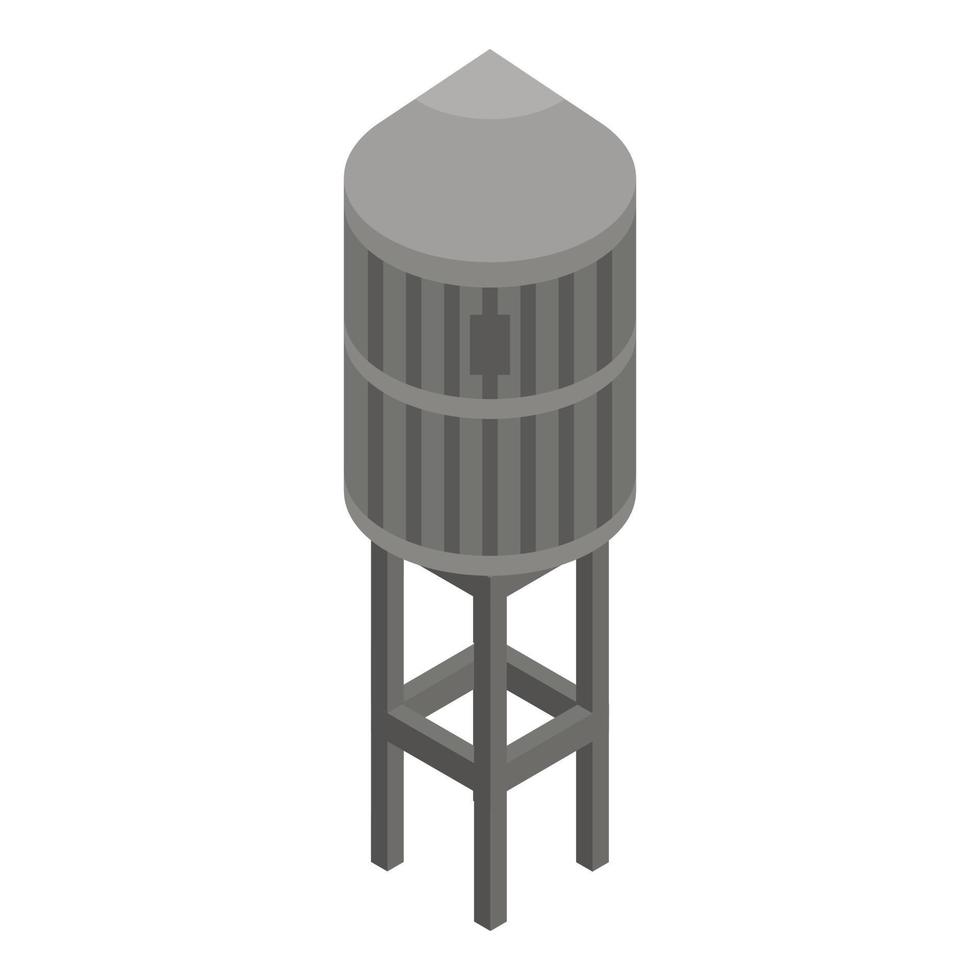 icono de la torre de la planta de refinería, estilo isométrico vector