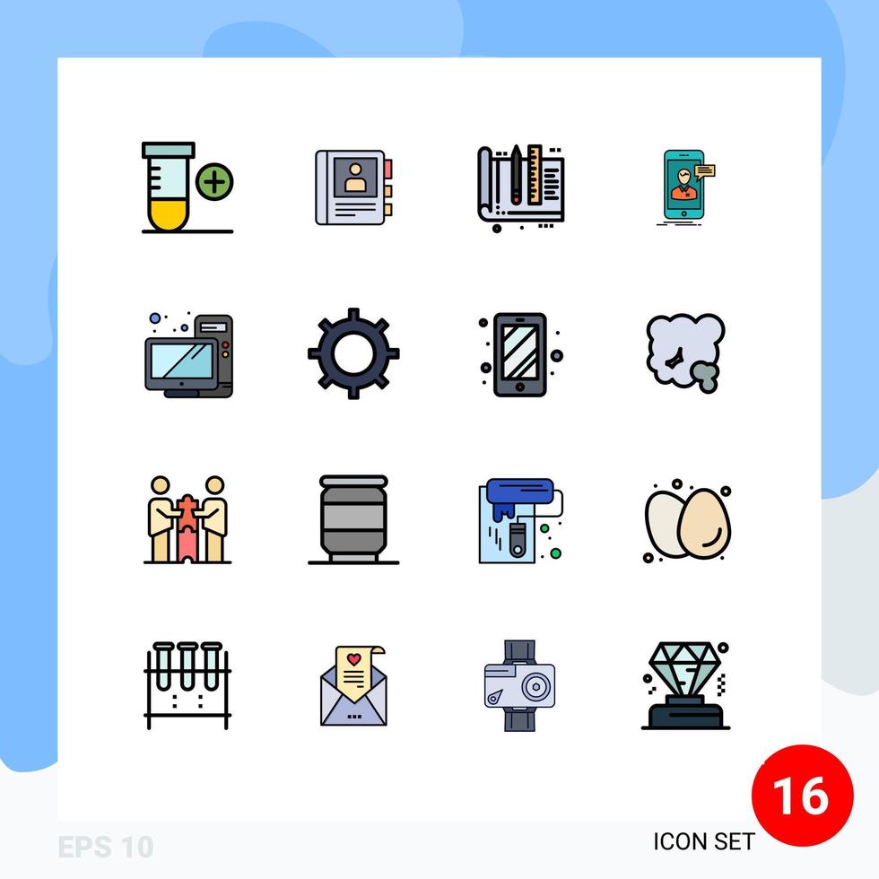 16 Creative Icons Modern Signs and Symbols of computer mobile design meeting chat Editable Creative Vector Design Elements