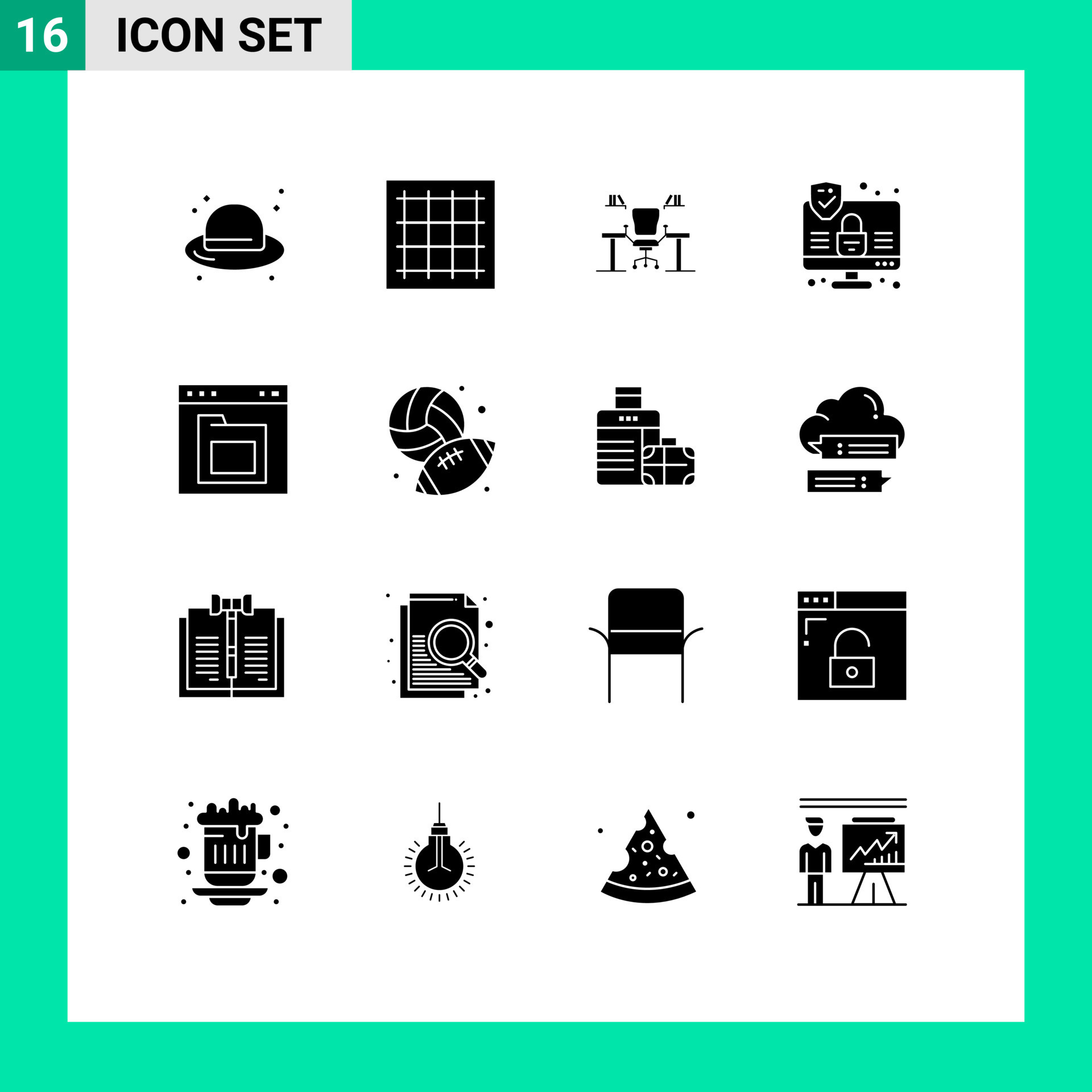 Set of 16 Modern UI Icons Symbols Signs for internet work place ...