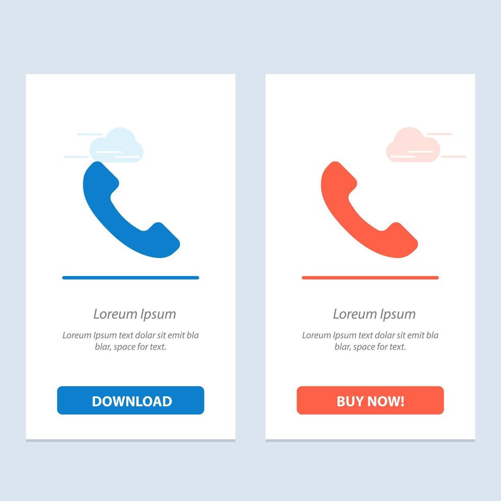 Phone Telephone Call  Blue and Red Download and Buy Now web Widget Card Template vector