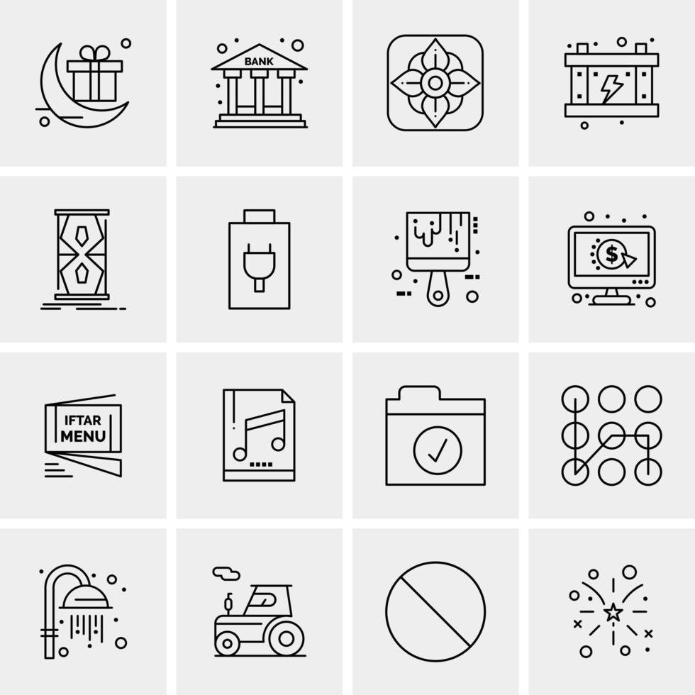 16 iconos de negocios universales vector ilustración de icono creativo para usar en proyectos relacionados con la web y dispositivos móviles