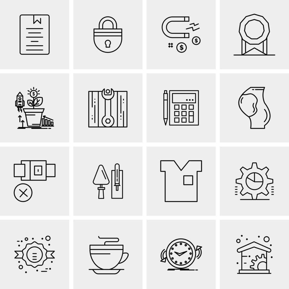 16 iconos de negocios universales vector ilustración de icono creativo para usar en proyectos relacionados con la web y dispositivos móviles