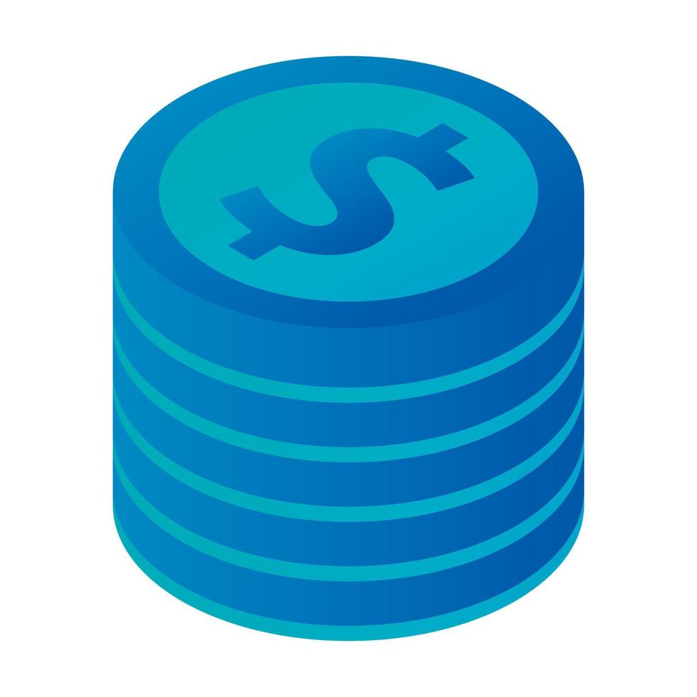Coin stack icon, isometric style vector