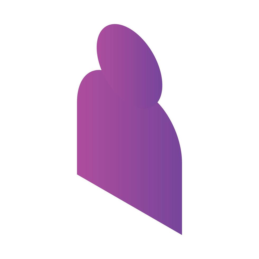 icono de signo humano púrpura, estilo isométrico vector