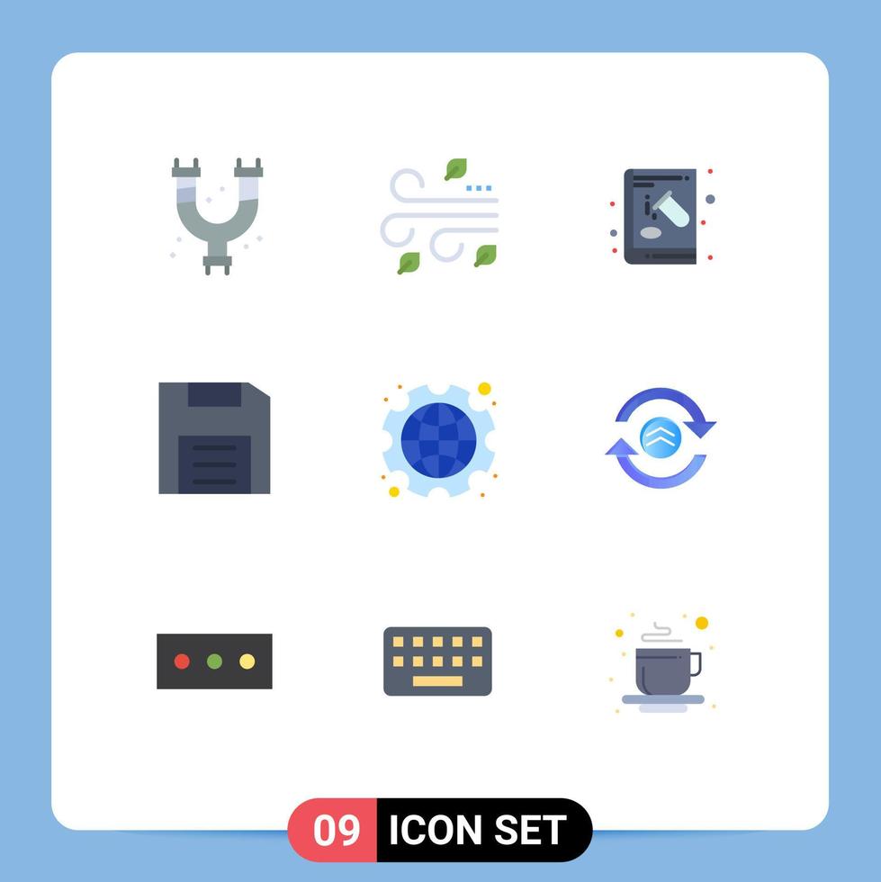 9 colores planos universales establecidos para aplicaciones web y móviles dispositivos de libro de disco de gadget experimentar elementos de diseño vectorial editables vector