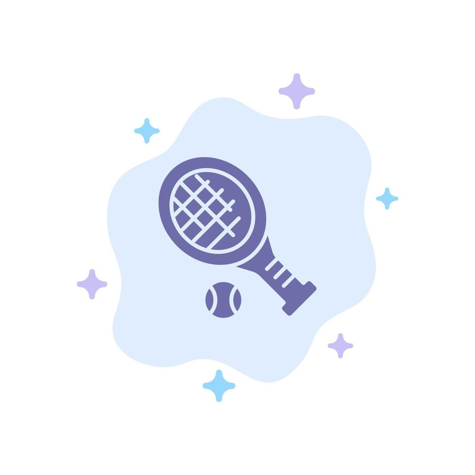 pelota, raqueta, tenis, deporte, icono azul, en, extracto, nube, plano de fondo vector