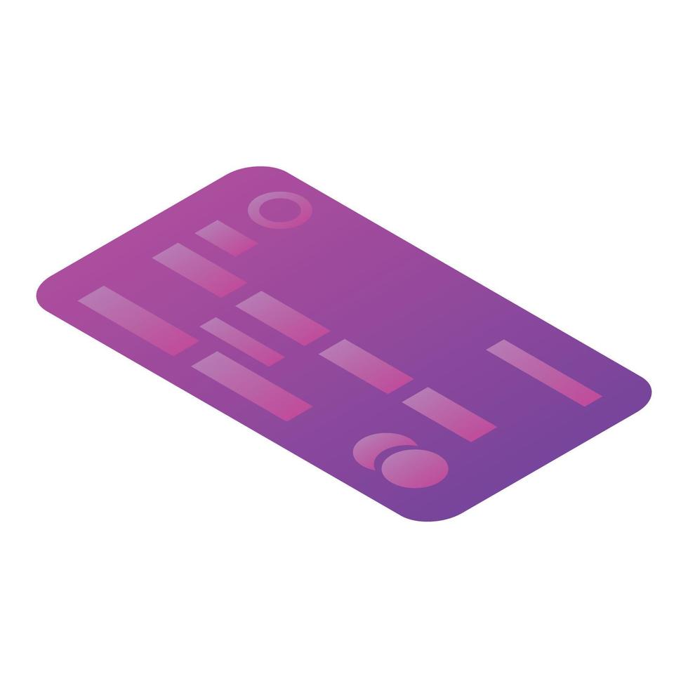 Purple credit card icon, isometric style vector