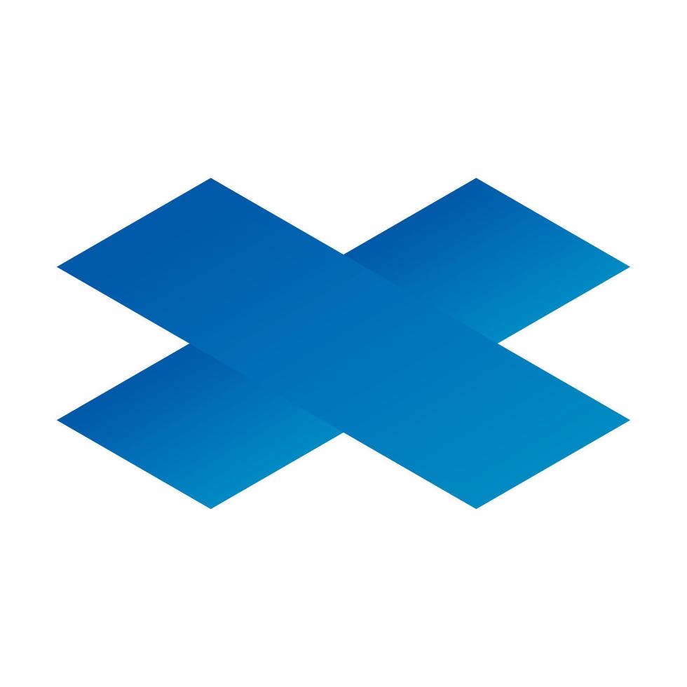 Blue plus sign icon, isometric style vector