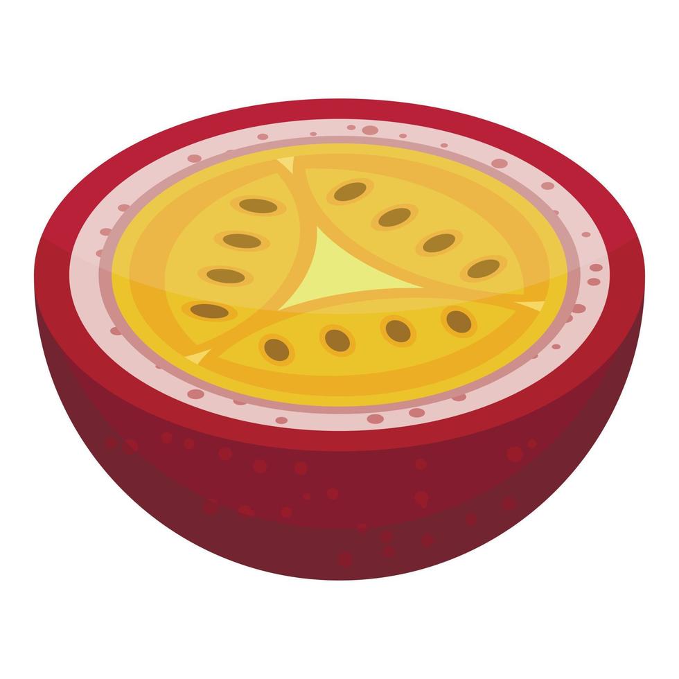 Half maracuja icon, isometric style vector