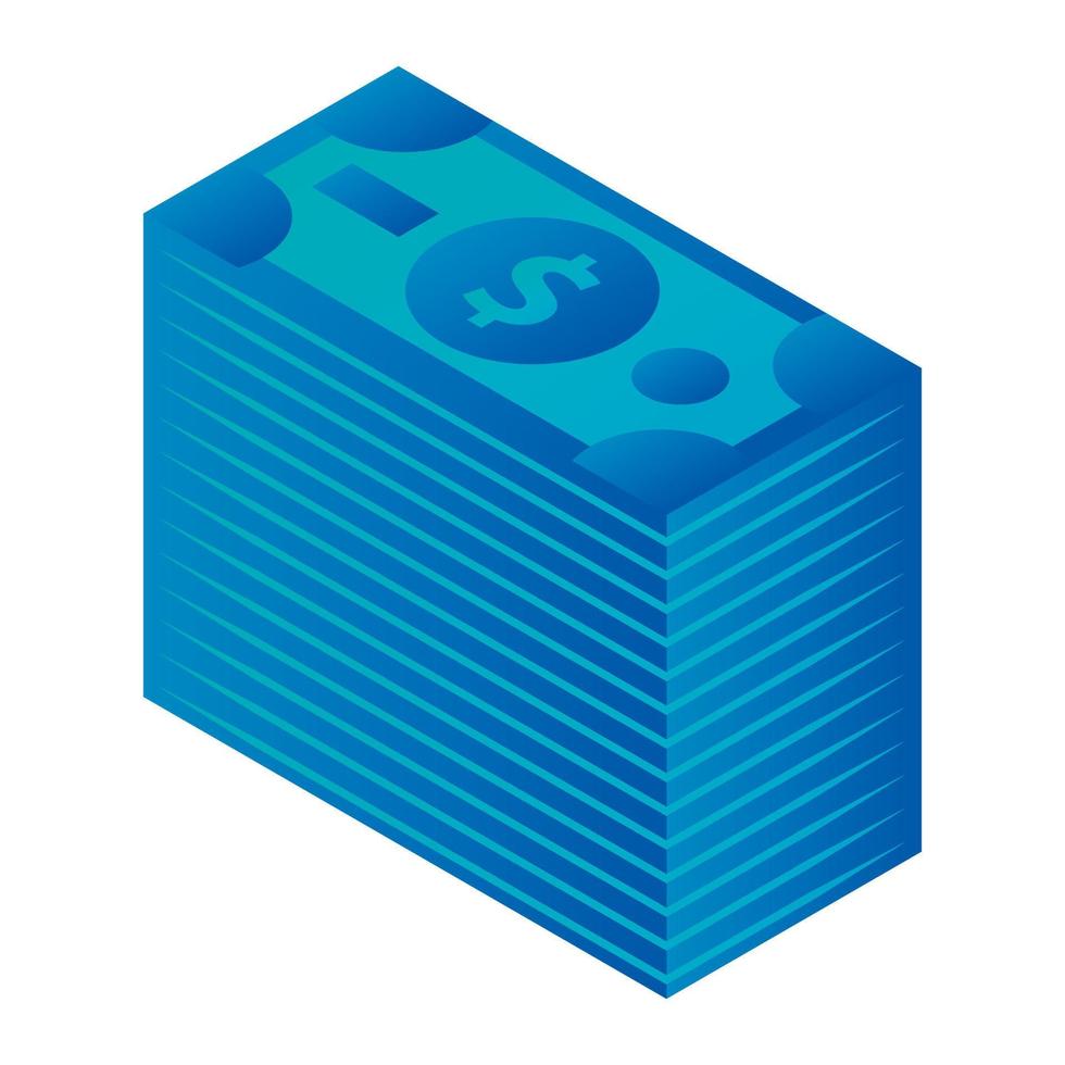 Dollar stack icon, isometric style vector