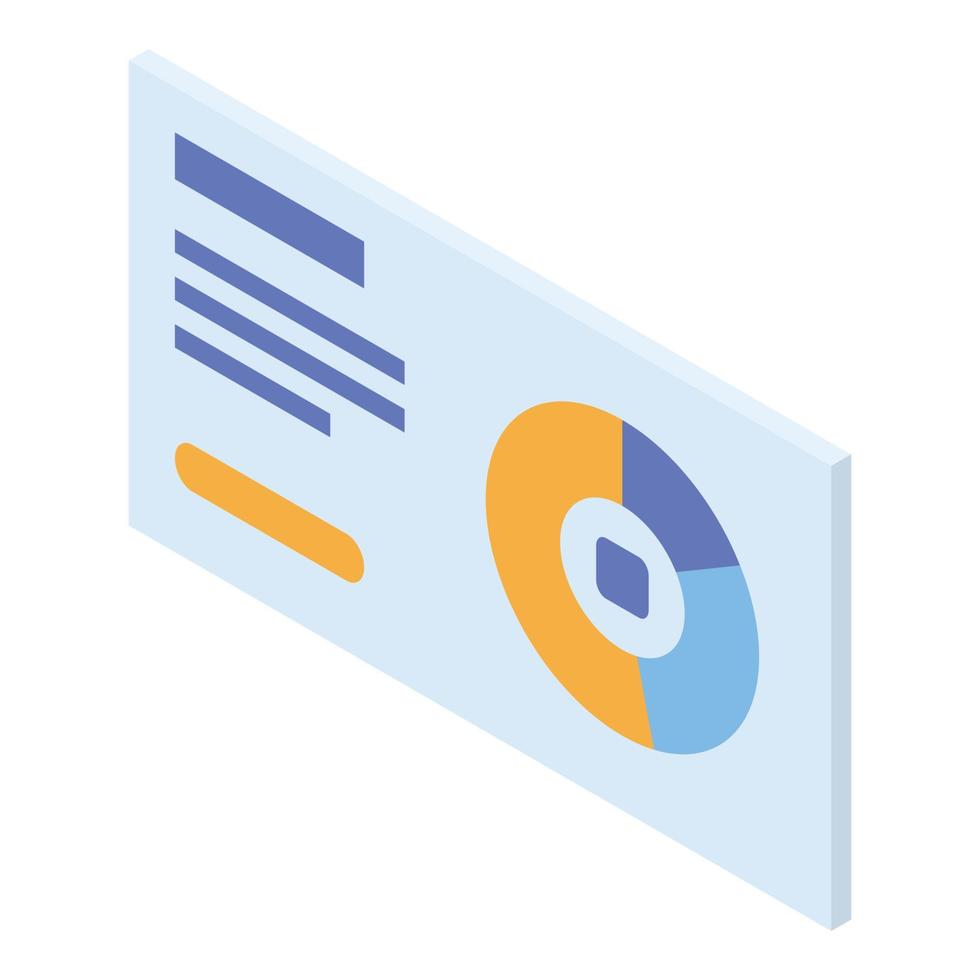 Pie chart icon, isometric style vector