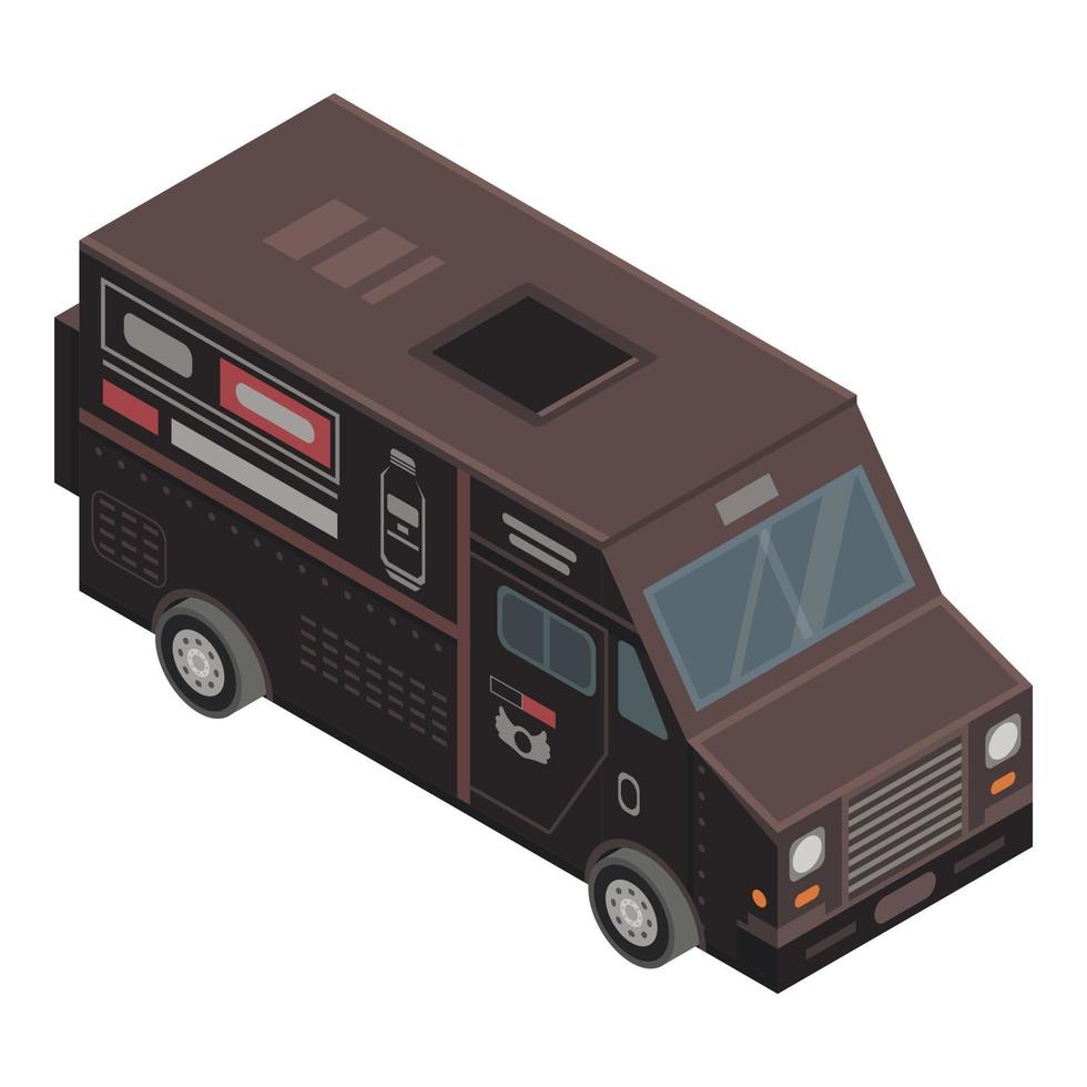 Black drink truck icon, isometric style vector