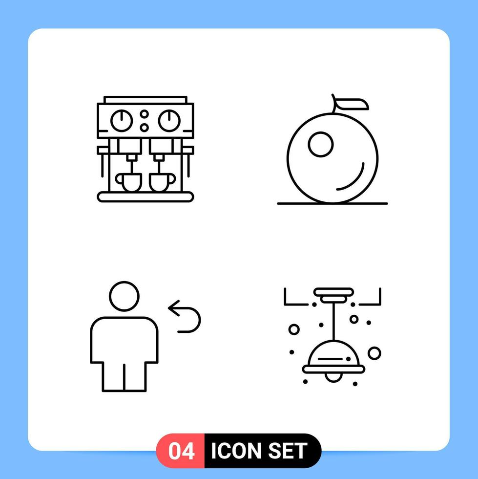 4 Line Black Icon Pack Outline Symbols for Mobile Apps isolated on white background 4 Icons Set vector