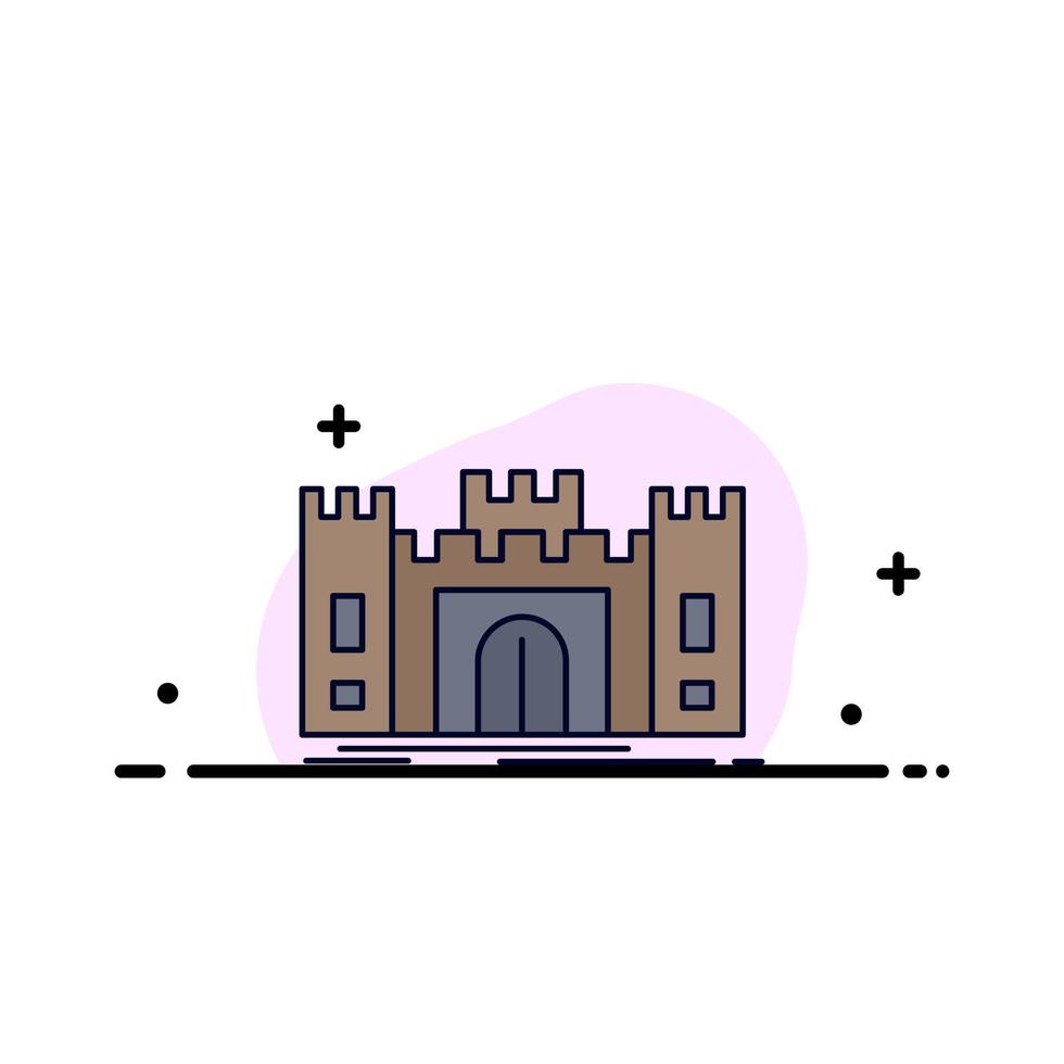 Castle defense fort fortress landmark Flat Color Icon Vector