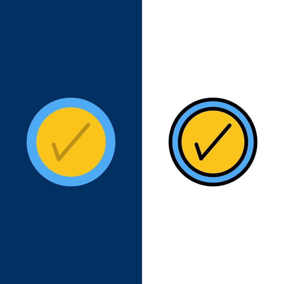 Tick Interface User  Icons Flat and Line Filled Icon Set Vector Blue Background