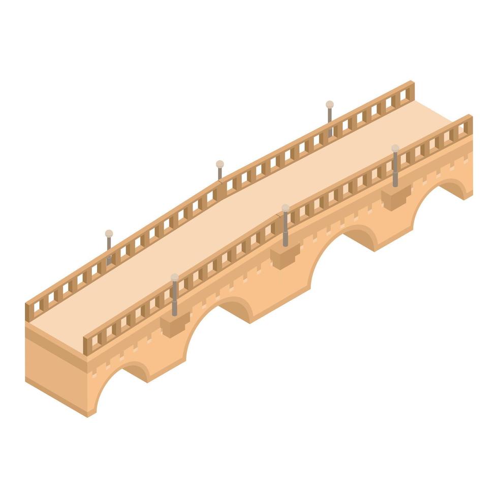 Old bridge icon, isometric style vector