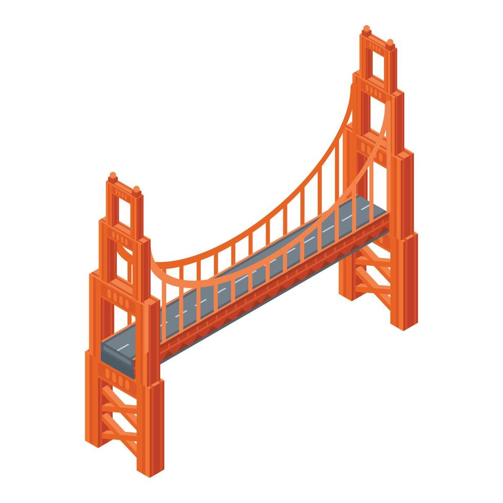 Golden gate bridge icon, isometric style vector