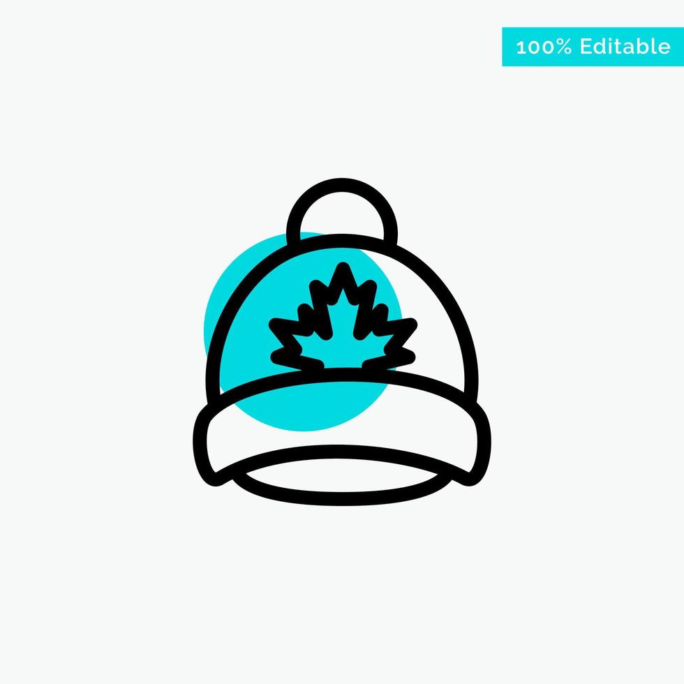 Hat Cap Leaf Canada turquoise highlight circle point Vector icon