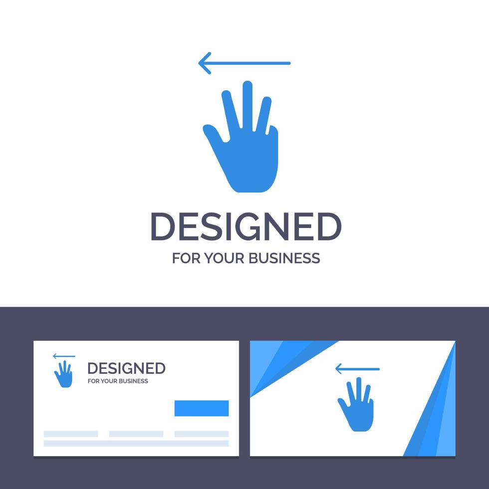 tarjeta de visita creativa y plantilla de logotipo mano mano cursor arriba izquierda vector ilustración