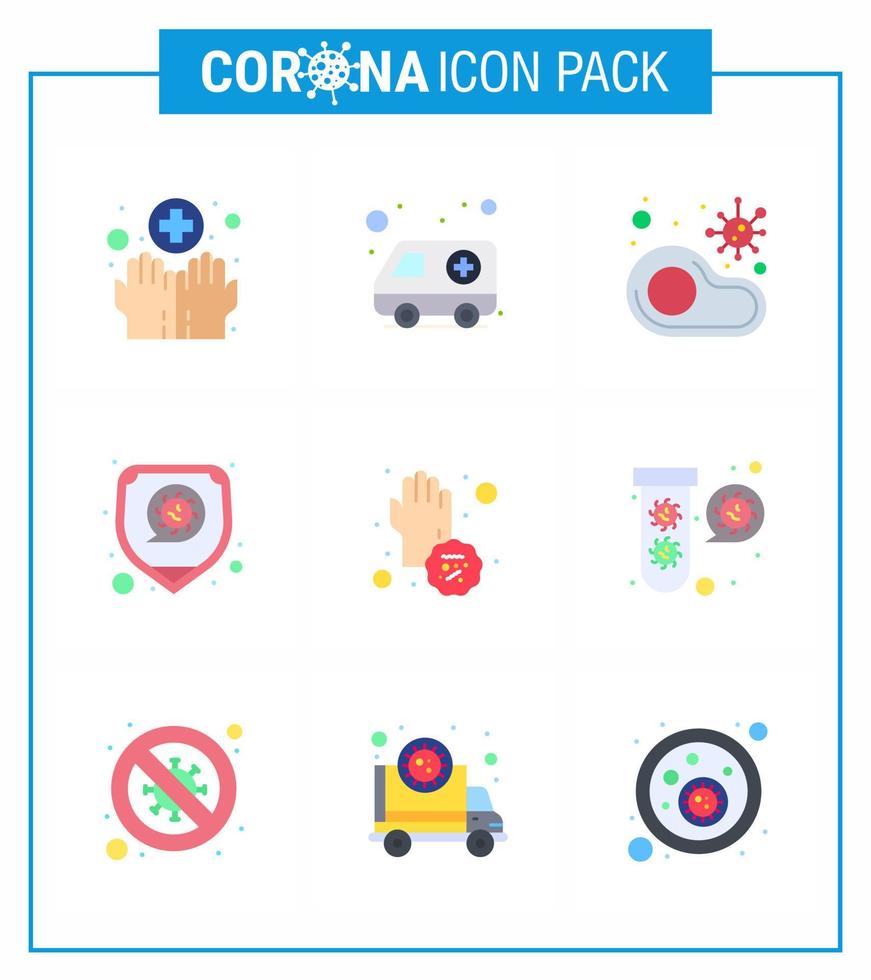 9 Flat Color coronavirus epidemic icon pack suck as virus protection infected disease restaurant viral coronavirus 2019nov disease Vector Design Elements