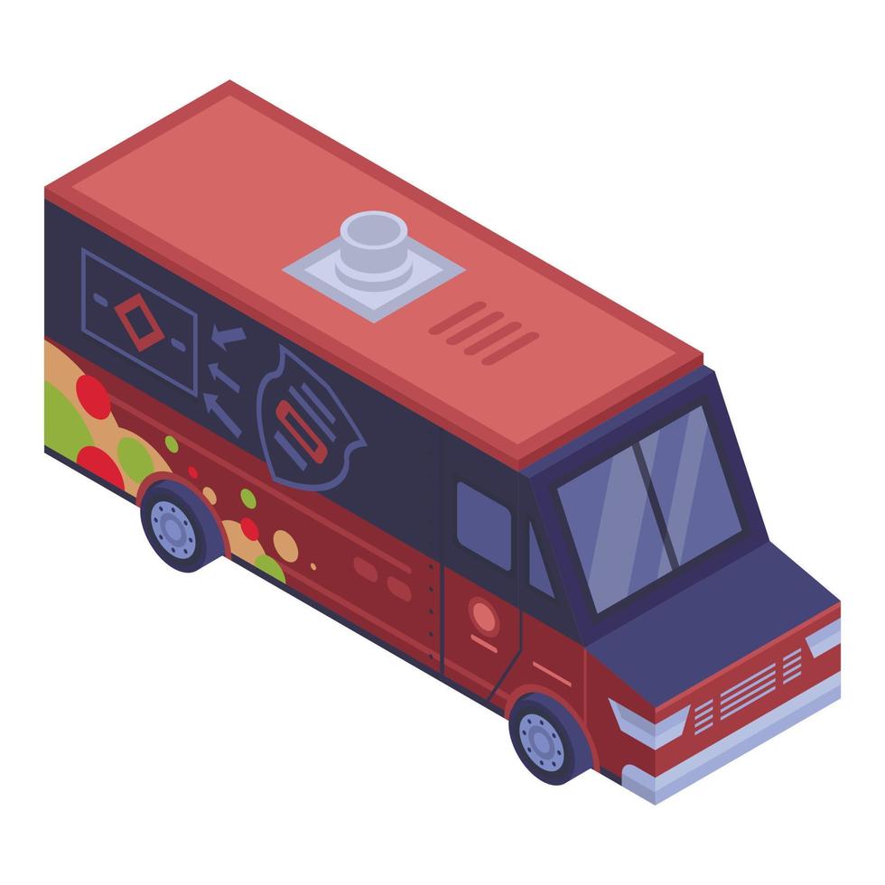 Fast food truck icon, isometric style vector