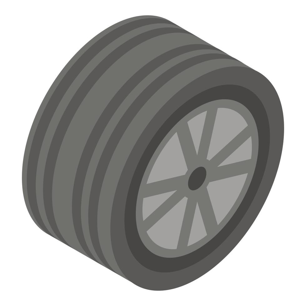 Summer car wheel icon, isometric style vector