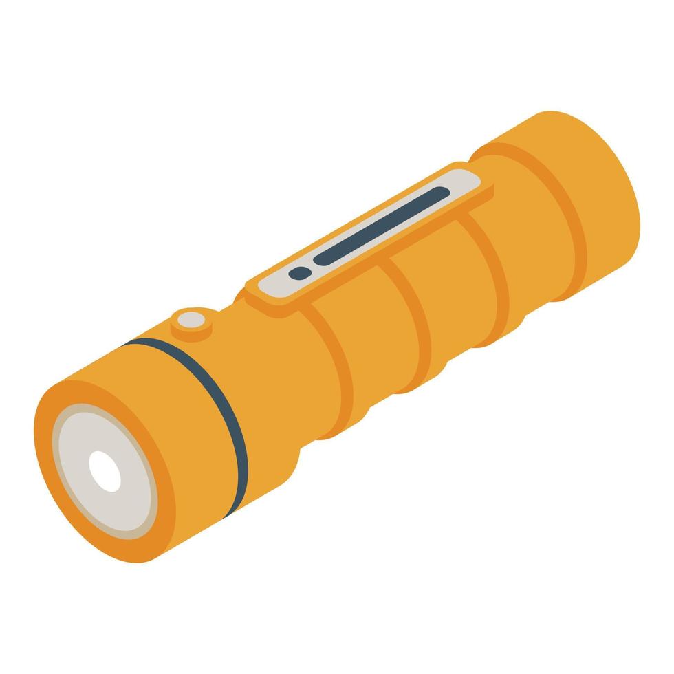 Orange flashlight icon, isometric style vector