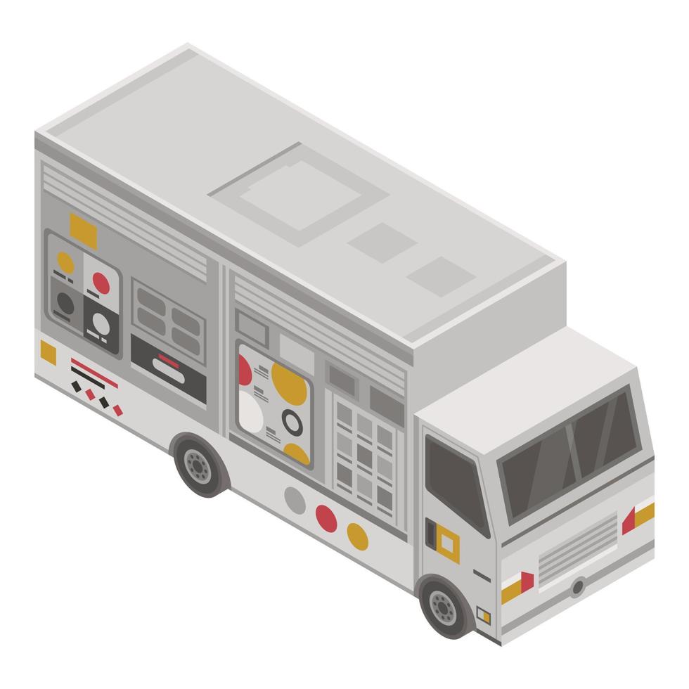 Unhealthy food truck icon, isometric style vector