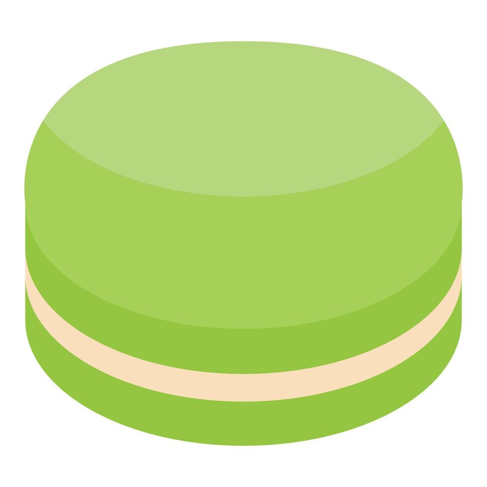 icono de macarrón verde, estilo isométrico vector