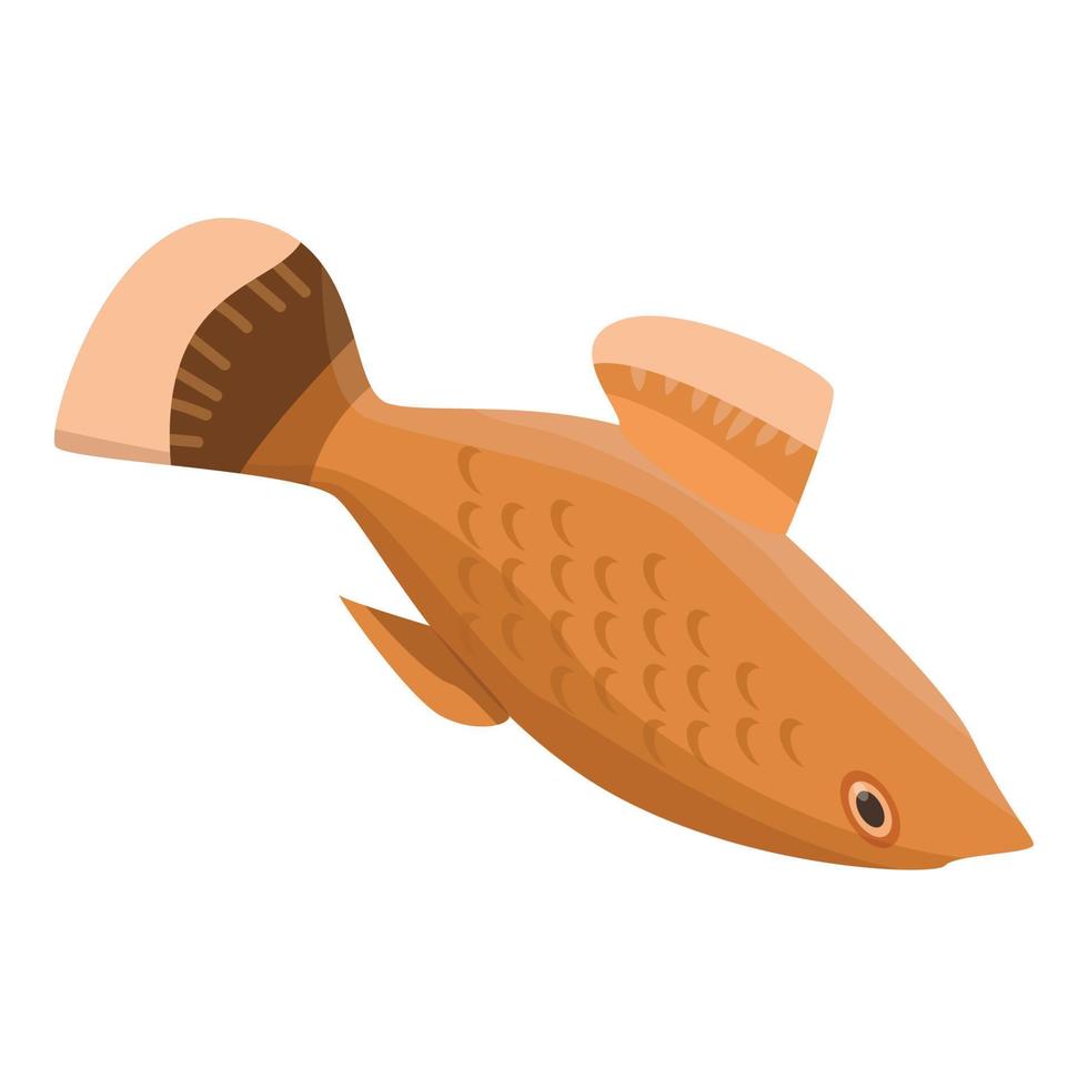 Gold fish icon, isometric style vector