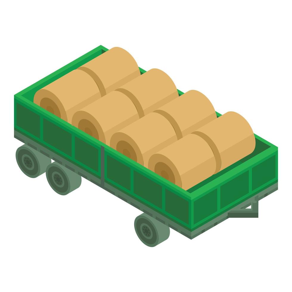 Farm trailer icon, isometric style vector