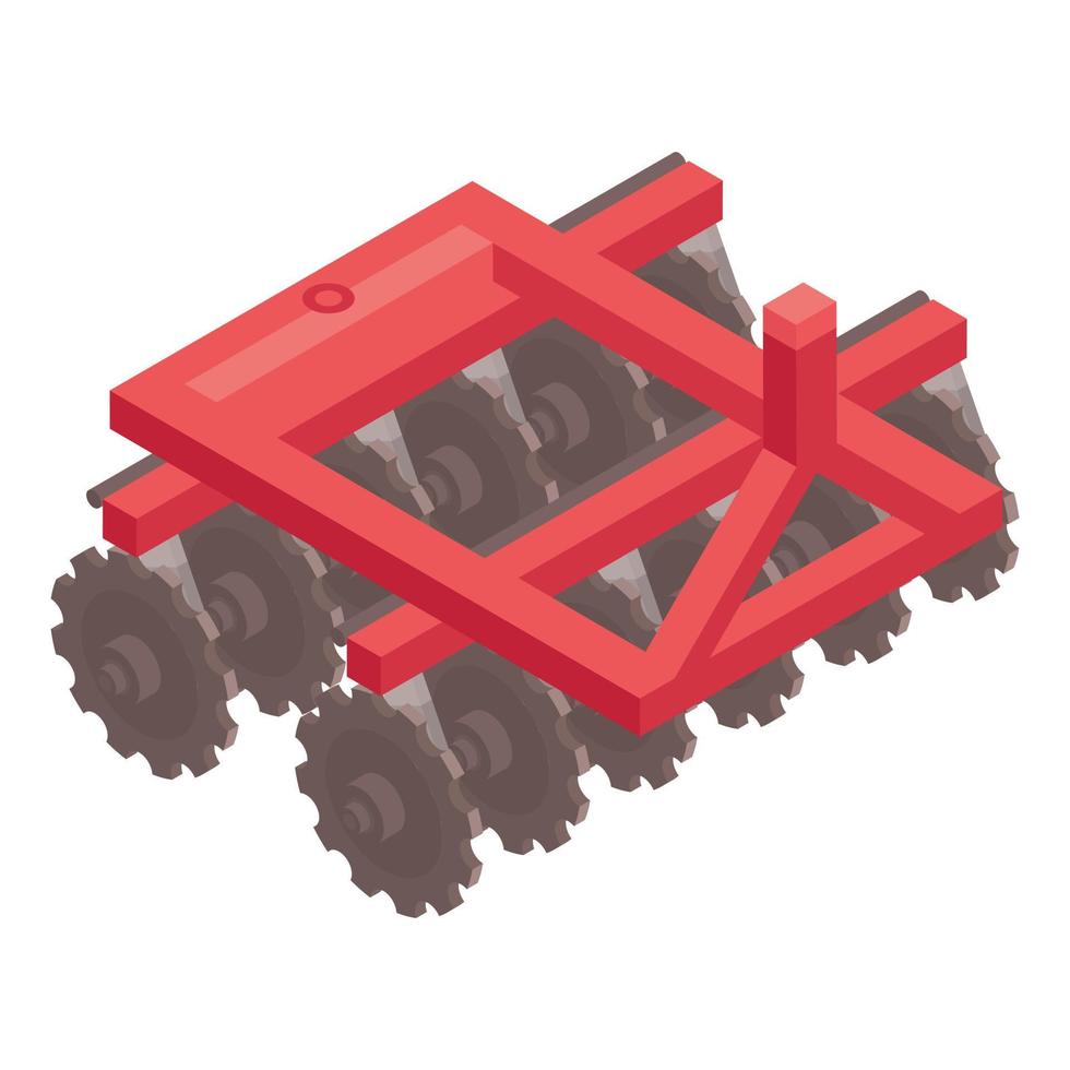 icono de maquinaria de tractor rojo, estilo isométrico vector