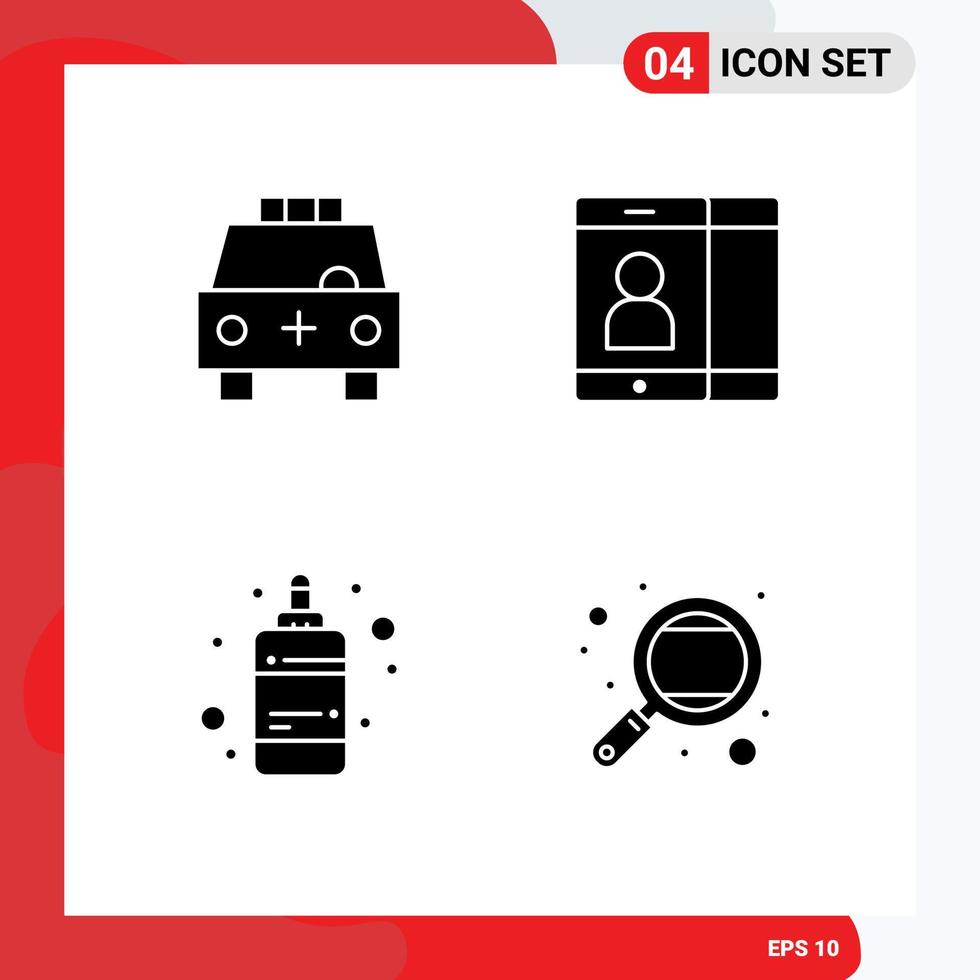 Pack of creative Solid Glyphs of ambulance color transport cell printing Editable Vector Design Elements