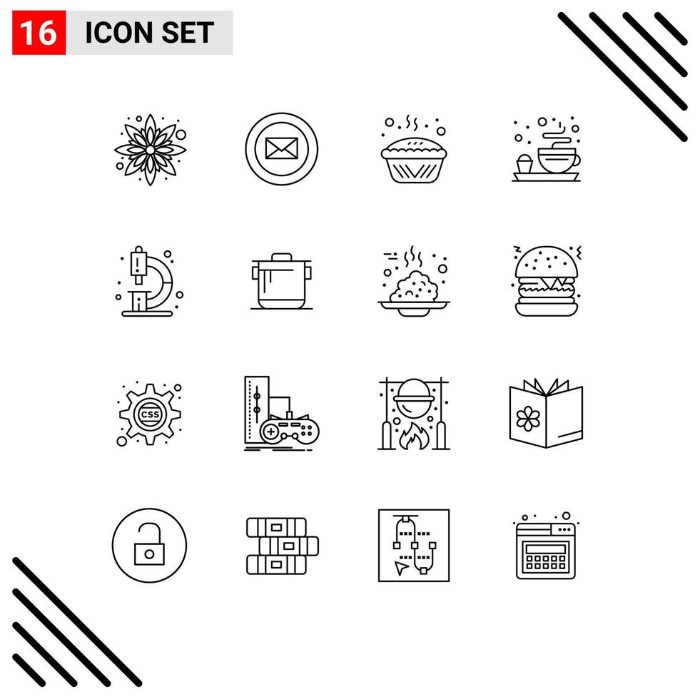 16 Creative Icons Modern Signs and Symbols of lab chemistry cooking biology plate Editable Vector Design Elements